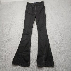 Hollister‎ Jeans Womens 24x31 Black High-Rise Flare Soft Stretch Split Hem Denim